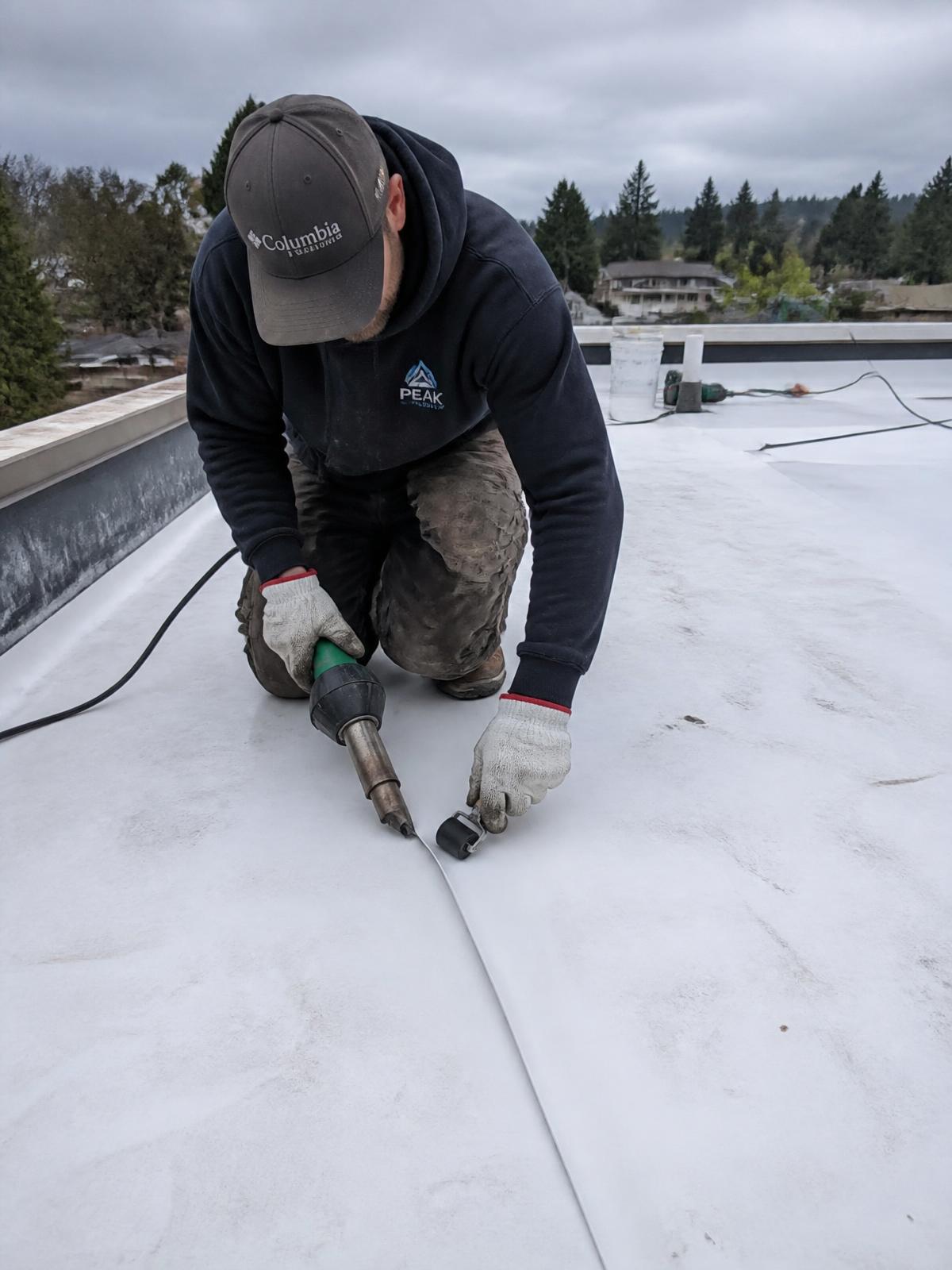 Flat Roofing work in progress by the Delfi Roofing crew