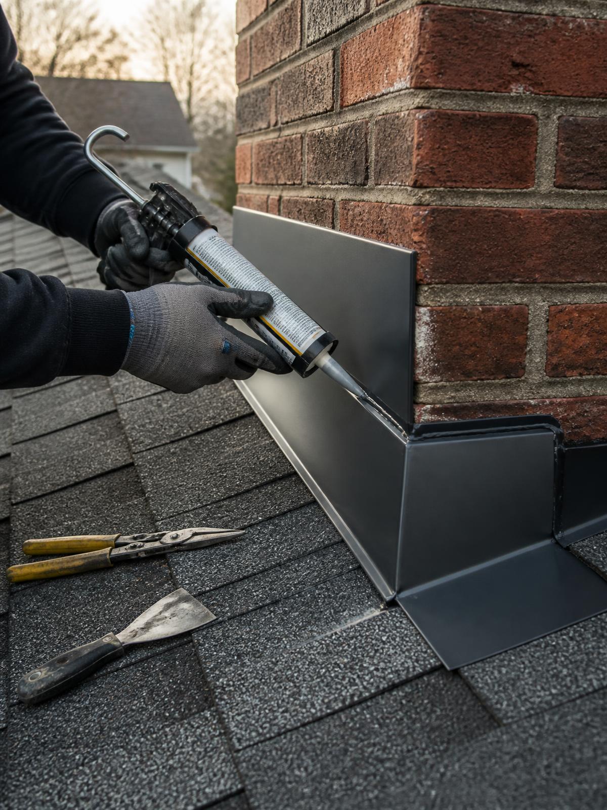 Roof Repair work in progress by the Delfi Roofing crew